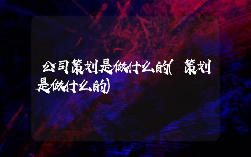 公司策劃是做什么的(策劃是做什么的)