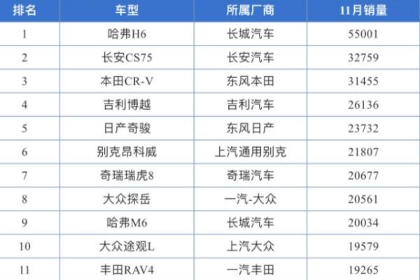 11萬(wàn)的suv銷(xiāo)量排行榜（11萬(wàn)的suv車(chē)哪款好）